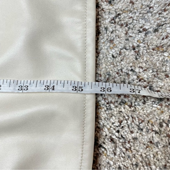 7 For All Mankind Beige Faux Leather Button Up Long Jacket Trench Coat Large - Picture 10 of 11